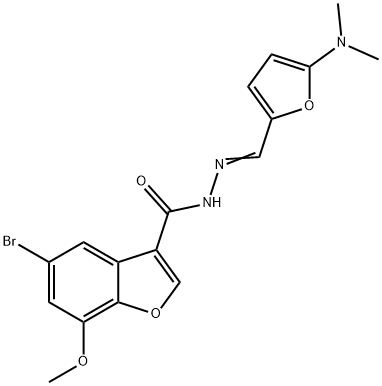 3-Benzofurancarboxylic  acid,  5-bromo-7-methoxy-,  [[5-(dimethylamino)-2-furanyl]methylene]hydrazide  (9CI) Structure