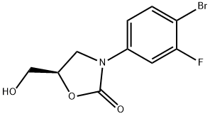 (5R)-3-(4-ブロモ-3-フルオロフェニル)-5-ヒドロキシメチルオキサゾリジン-2-オン 化学構造式