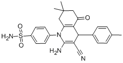 4-(2-amino-3-cyano-7,7-dimethyl-4-(4-methylphenyl)-5-oxo-5,6,7,8-tetrahydro-1(4H)-quinolinyl)benzenesulfonamide Structure