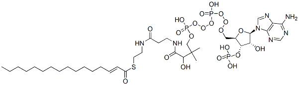 S-[2-[3-[[4-[[[(2R,3S,4R,5R)-5-(6-aminopurin-9-yl)-4-hydroxy-3-phosphonooxyoxolan-2-yl]methoxy-hydroxyphosphoryl]oxy-hydroxyphosphoryl]oxy-2-hydroxy-3,3-dimethylbutanoyl]amino]propanoylamino]ethyl] (E)-hexadec-2-enethioate 结构式