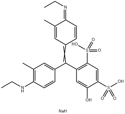 4-[[4-(エチルアミノ)-3-メチルフェニル][4-(エチルイミノ)-3-メチル-2,5-シクロヘキサジエン-1-イリデン]メチル]-6-ヒドロキシ-1,3-ベンゼンジスルホン酸1-ナトリウム 化学構造式