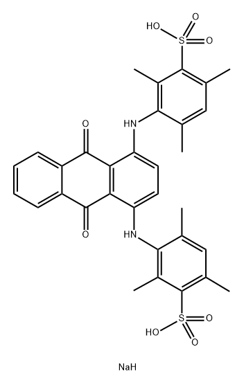 3,3'-[(9,10-ジヒドロ-9,10-ジオキソアントラセン-1,4-ジイル)ジイミノ]ビス[2,4,6-トリメチルベンゼンスルホン酸ナトリウム] 化学構造式