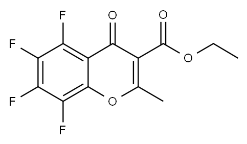 エチル 5,6,7,8-テトラフルオロ-2-メチル-4-オキソ-4H-クロメン-3-カルボキシラート 化学構造式