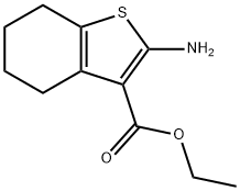 2-アミノ-4,5,6,7-テトラヒドロベンゾ[b]チオフェン-3-カルボン酸エチル 化学構造式