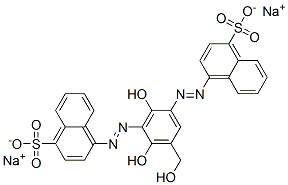 disodium 4,4'-[[2,4-dihydroxy-5-(hydroxymethyl)-1,3-phenylene]bis(azo)]bisnaphthalene-1-sulphonate Struktur