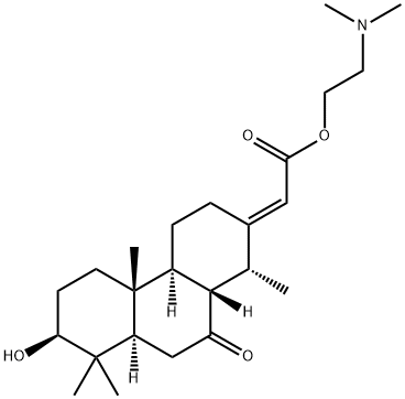 2-(ジメチルアミノ)エチル 2-[(1R,2E,4aS,4bR,7S,8aR,10aS)-7-ヒドロキシ-1,4b,8,8-テトラメチル-10-オキソ-テトラデカヒドロフェナントレン-2-イリデン]アセタート 化学構造式