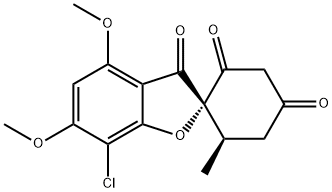 rel-(2S*,6'R*)-7-クロロ-4,6-ジメトキシ-6'-メチルスピロ[ベンゾフラン-2(3H),1'-シクロヘキサン]-2',3,4'-トリオン 化学構造式