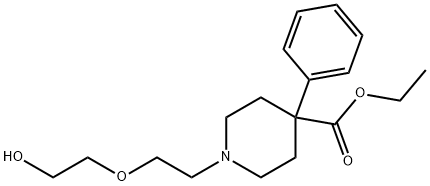 1-[2-(2-ヒドロキシエトキシ)エチル]-4-フェニル-4-ピペリジンカルボン酸エチル 化学構造式
