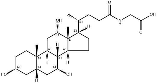 N-(3α,7α,12α-トリヒドロキシ-24-オキソ-5β-コラン-24-イル)グリシン 化学構造式