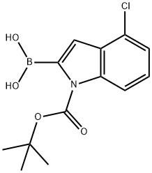 N-BOC-4-クロロ-2-インドリルボロン酸 化学構造式