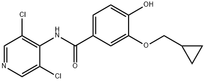 N-(3,5-ジクロロ-4-ピリジル)-3-(シクロプロピルメトキシ)-4-ヒドロキシベンズアミド 化学構造式