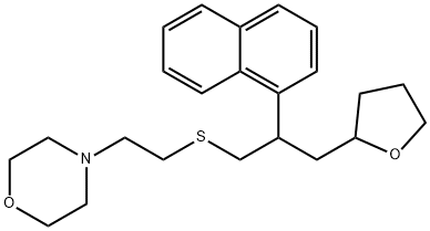 1-(2-Morpholinoethyl)thio-2-(1-naphtyl)-3-(2,3,4,5-tetrahydrofuran-2-yl)propane Struktur