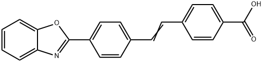 4-[2-[4-(2-ベンゾオキサゾリル)フェニル]エテニル]安息香酸 化学構造式