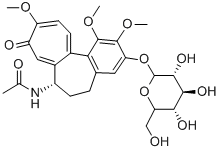 (S)-7-アセチルアミノ-6,7-ジヒドロ-3-(β-D-グルコピラノシルオキシ)-1,2,10-トリメトキシベンゾ[a]ヘプタレン-9(5H)-オン 化学構造式
