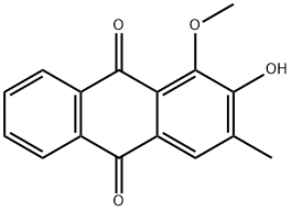 2-ヒドロキシ-1-メトキシ-3-メチル-9,10-アントラキノン 化学構造式