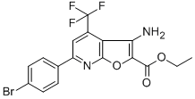 ETHYL 3-AMINO-6-(4-BROMOPHENYL)-4-(TRIFLUOROMETHYL)FURO[2,3-B]PYRIDINE-2-CARBOXYLATE Structure