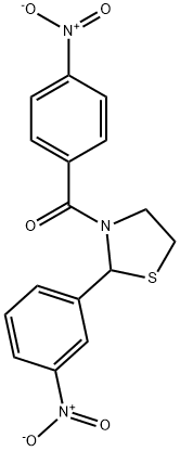 Thiazolidine, 3-(4-nitrobenzoyl)-2-(3-nitrophenyl)- (9CI) Structure