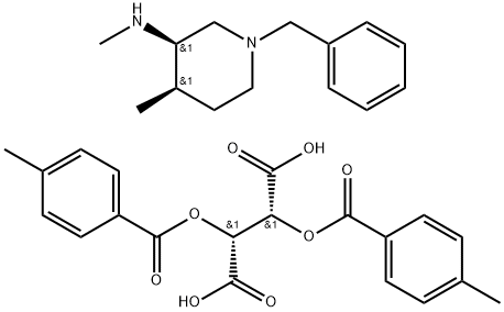 (2R,3R)-2,3-双[(4-甲基苯甲酰基)氧基]丁二酸和 (3R,4R)-N,4-二甲基-1-(苯基甲基)-3-哌啶胺的化合物, 477600-71-8, 结构式