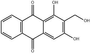 1,3-ジヒドロキシ-2-(ヒドロキシメチル)アントラキノン 化学構造式