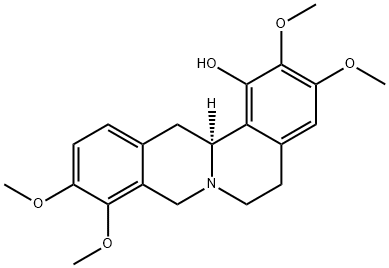 (13aS)-5,8,13,13aα-テトラヒドロ-2,3,9,10-テトラメトキシ-6H-ジベンゾ[a,g]キノリジン-1-オール 化学構造式