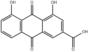 9,10-ジヒドロ-4,5-ジヒドロキシ-9,10-ジオキソアントラセン-2-カルボン酸 化学構造式