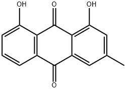 1,8-ジヒドロキシ-3-メチルアントラキノン 化学構造式