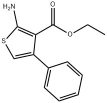 2-アミノ-4-フェニルチオフェン-3-カルボン酸エチル 化学構造式