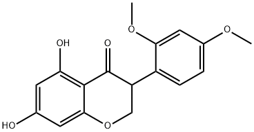 2,3-ジヒドロ-5,7-ジヒドロキシ-2',4'-ジメトキシイソフラボン 化学構造式