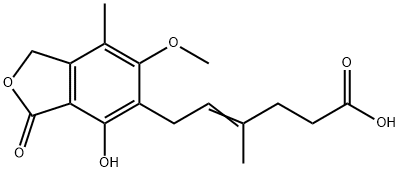 6-(1,3-dihydro-4-hydroxy-6-methoxy-7-methyl-3-oxo-5-isobenzofuranyl)-4-methylhex-4-enoic acid Structure