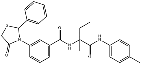 Benzamide, N-[1-methyl-1-[[(4-methylphenyl)amino]carbonyl]propyl]-3-(4-oxo-2-phenyl-3-thiazolidinyl)- (9CI) Structure