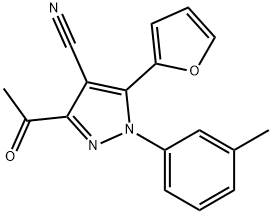 1H-Pyrazole-4-carbonitrile,  3-acetyl-5-(2-furanyl)-1-(3-methylphenyl)- Structure