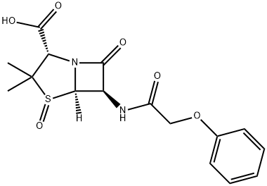 [2S-(2alpha,5alpha,6beta)]-3,3-dimethyl-7-oxo-6-(phenoxyacetamido)-4-thia-1-azabicyclo[3.2.0]heptane-2-carboxylic acid 4-oxide  Struktur
