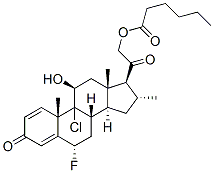 9-chloro-6alpha-fluoro-11beta,21-dihydroxy-16alpha-methylpregna-1,4-diene-3,20-dione 21-hexanoate Structure