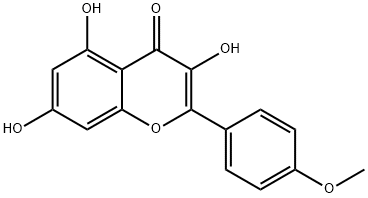 3,5,7-トリヒドロキシ-4'-メトキシフラボン 化学構造式
