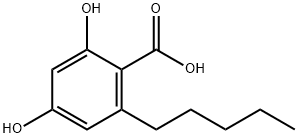 2,4-ジヒドロキシ-6-ペンチル安息香酸 化学構造式