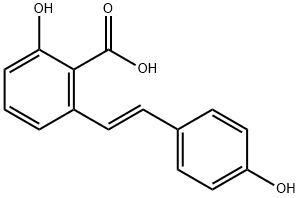 2-Hydroxy-6-[2-(4-hydroxyphenyl)vinyl]benzoic acid Structure