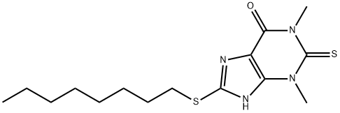 1,2,3,7-テトラヒドロ-1,3-ジメチル-8-(オクチルチオ)-2-チオキソ-6H-プリン-6-オン 化学構造式