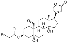 3β-ブロモアセトキシ-5,14-ジヒドロキシ-19-オキソ-5β-カルダ-20(22)-エノリド 化学構造式