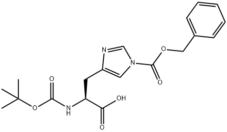 Nα-(tert-ブトキシカルボニル)-1-(ベンジルオキシカルボニル)-L-ヒスチジン 化学構造式