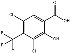 3,5-DICHLORO-2-HYDROXY-4-(TRIFLUOROMETHYL)BENZOIC ACID Struktur