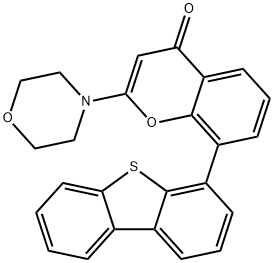 8-(4-二苯并噻吩基)-2-(4-吗啉基)-4H-1-苯并吡喃-4-酮 结构式