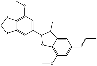 6-[2,3-Dihydro-7-methoxy-3-methyl-5-(1-propenyl)benzofuran-2-yl]-4-methoxy-1,3-benzodioxole Struktur