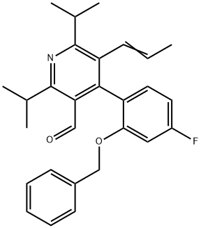 3-Pyridinecarboxaldehyde, 4-[4-fluoro-2-(phenylmethoxy)phenyl]-2,6-bis(1-methylethyl)-5-(1-propen-1-yl)- Structure