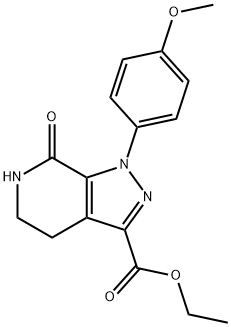 1-(4-メトキシフェニル)-7-オキソ-4,5,6,7-テトラヒドロ-1H-ピラゾロ[3,4-C]ピリジン-3-カルボン酸エチル 化学構造式