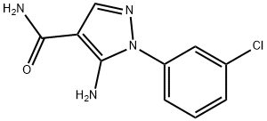 5-アミノ-1-(3-クロロフェニル)-1H-ピラゾール-4-カルボキサミド 化学構造式