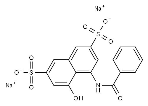 DISODIUM 4-(BENZOYLAMINO)-5-HYDROXYNAPHTHALENE-2,7-DISULPHONATE	, 5045-22-7, 结构式