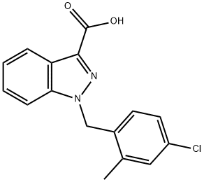 1-(4-クロロ-2-メチルベンジル)-1H-インダゾール-3-カルボン酸 化学構造式