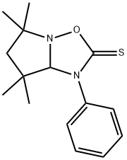 5,6,7,7a-Tetrahydro-5,5,7,7-tetramethyl-1-phenylpyrrolo[1,2-b][1,2,4]oxadiazole-2(1H)-thione Struktur