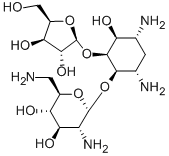 4-O-(2,6-ジアミノ-2,6-ジデオキシ-α-D-グルコピラノシル)-5-O-β-D-キシロフラノシル-2-デオキシ-D-ストレプタミン 化学構造式