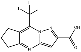 8-(trifluoromethyl)-6,7-dihydro-5H-cyclopenta[d]pyrazolo[1,5-a]pyrimidine-2-carboxylic acid(SALTDATA: FREE) Structure